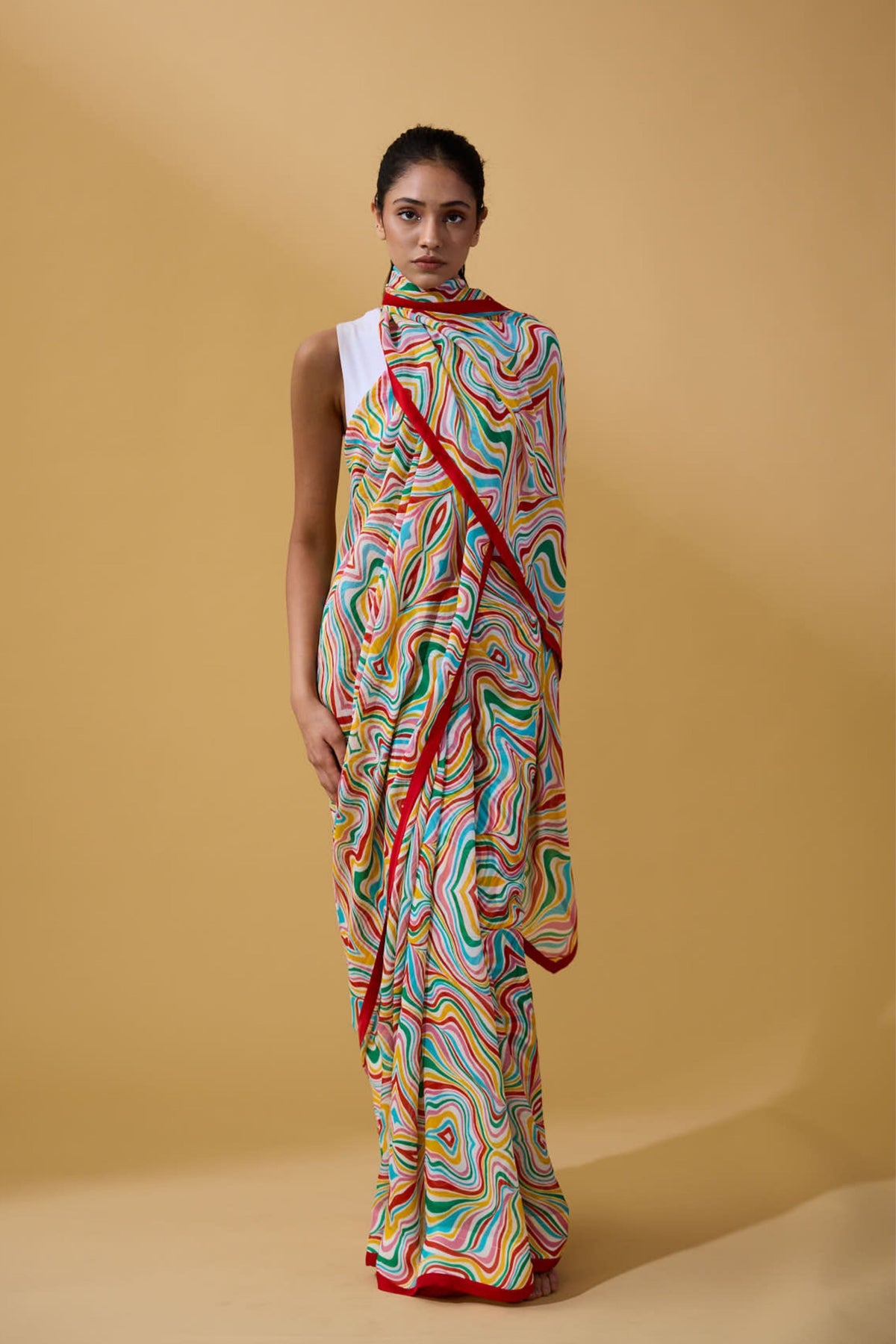 Multicolour Waves Saree