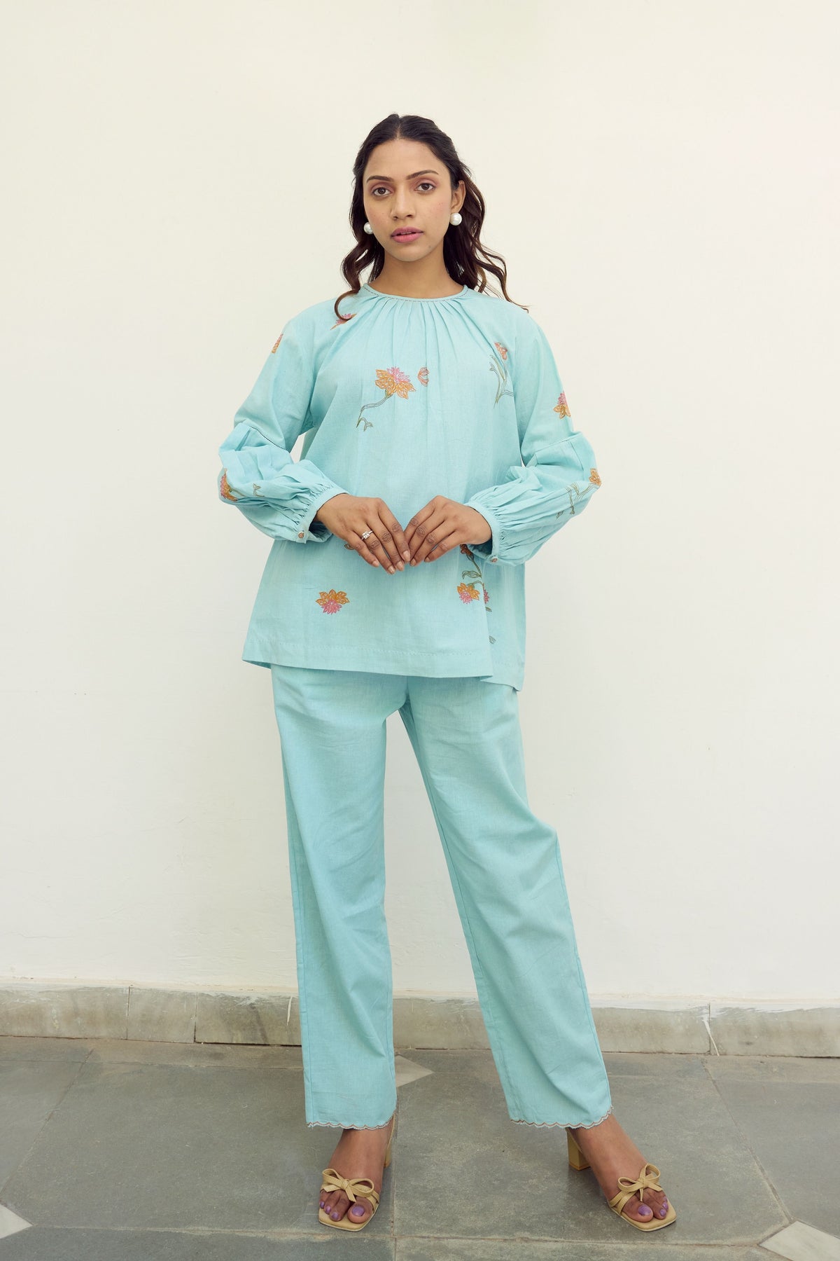 Turquoise Cotton Trousers