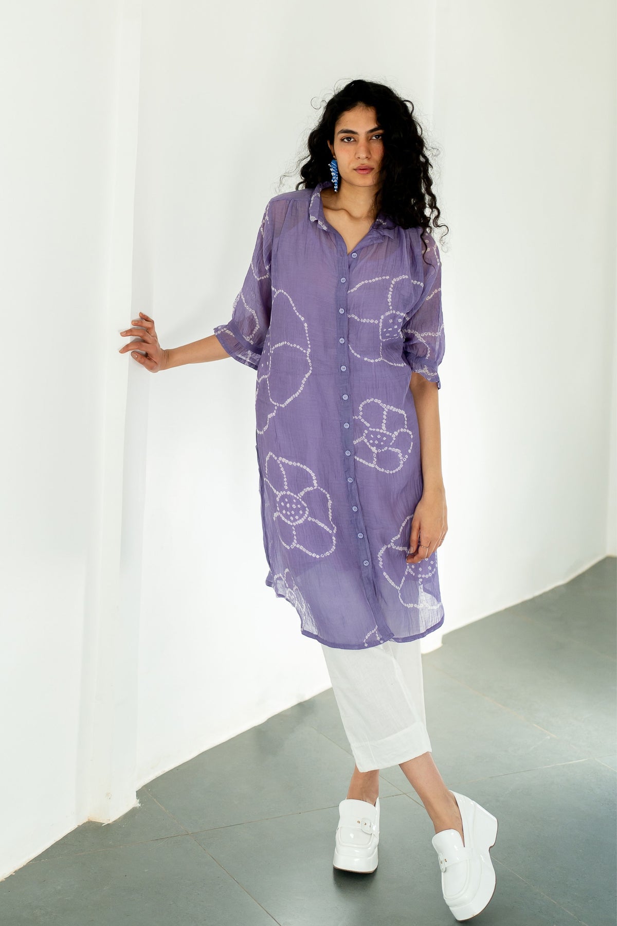 Periwinkle Bandhej Tunic Set