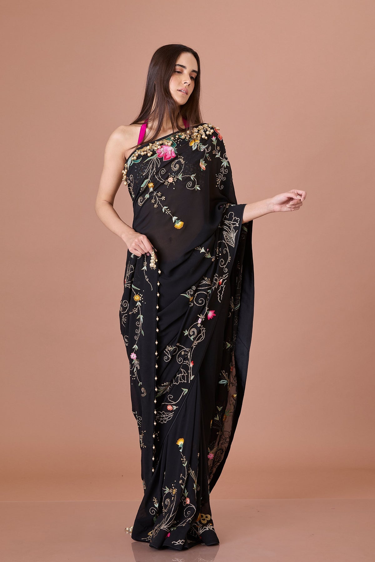 Black Thread Work Saree