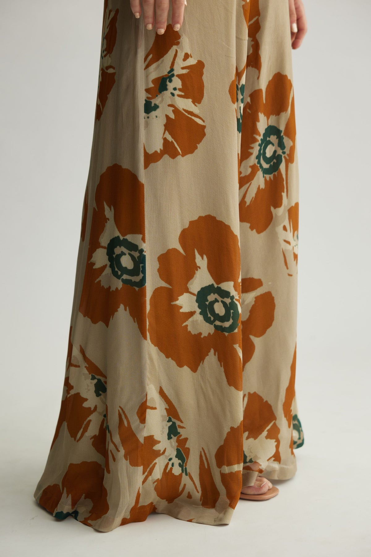 Rust Floral Flared Pants