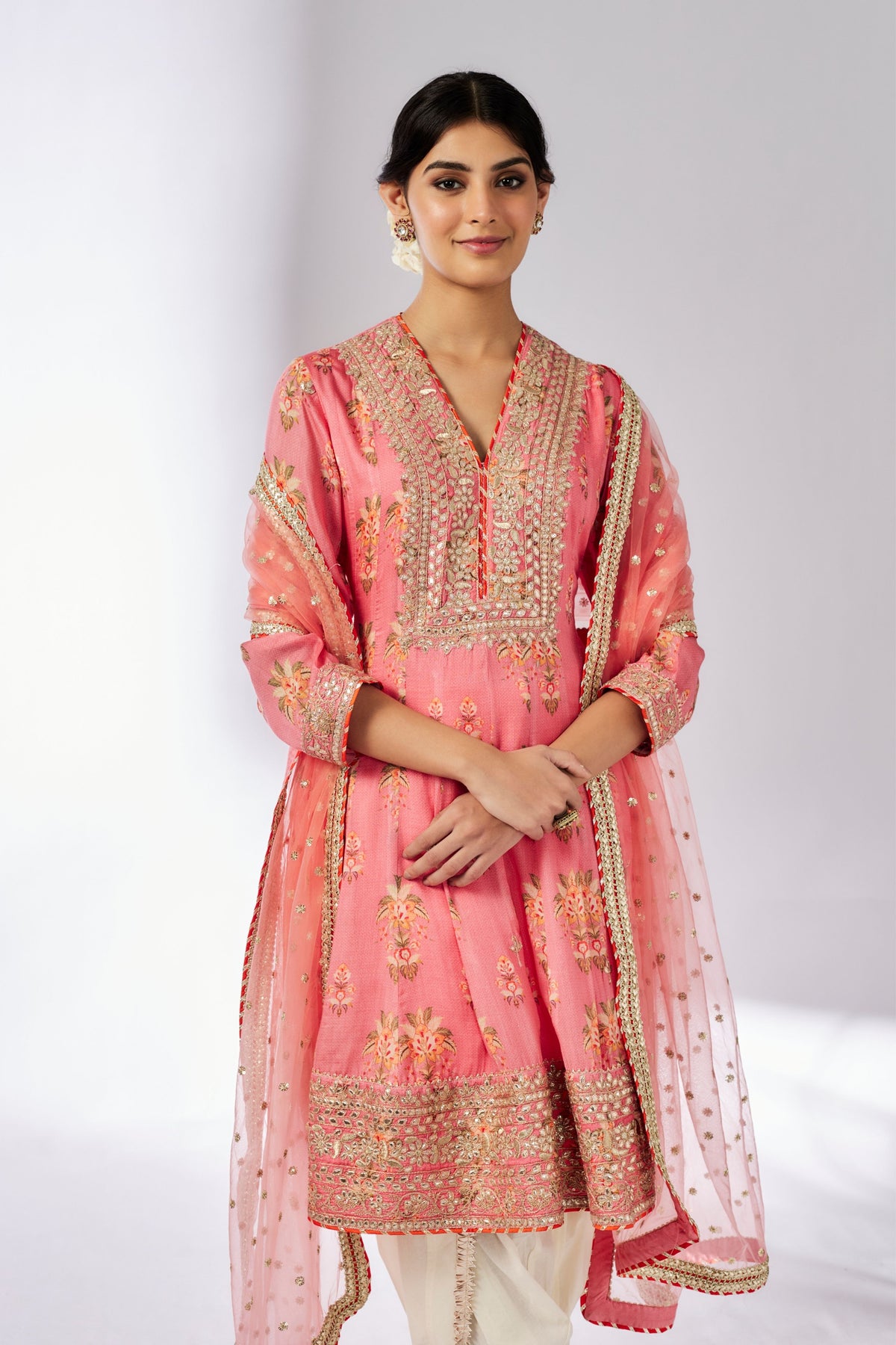 Pink Ekta Kurta Dhoti Set