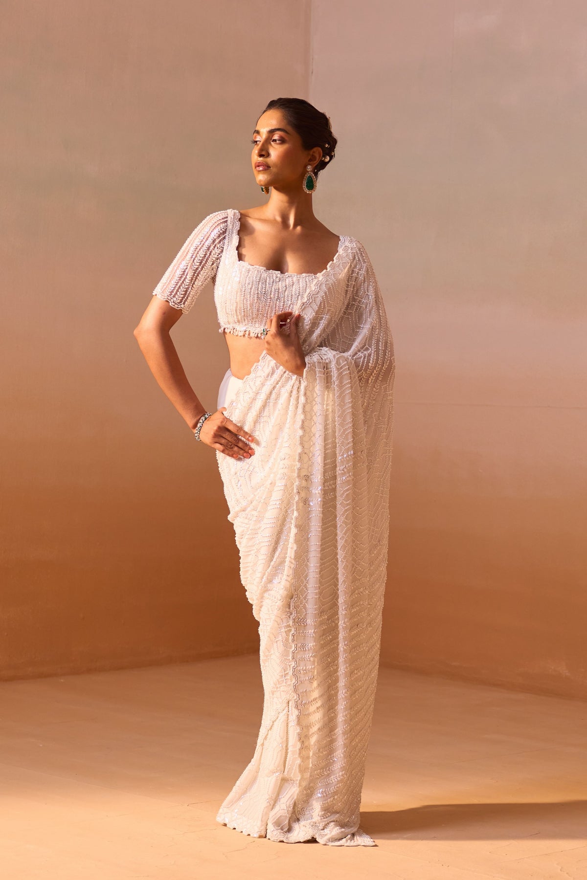 Off White Saree Set