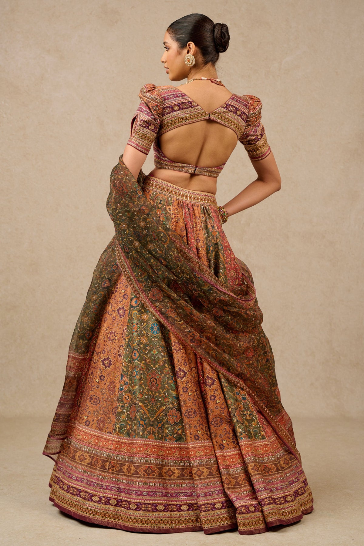 Multicolour Printed Chanderi Lehenga