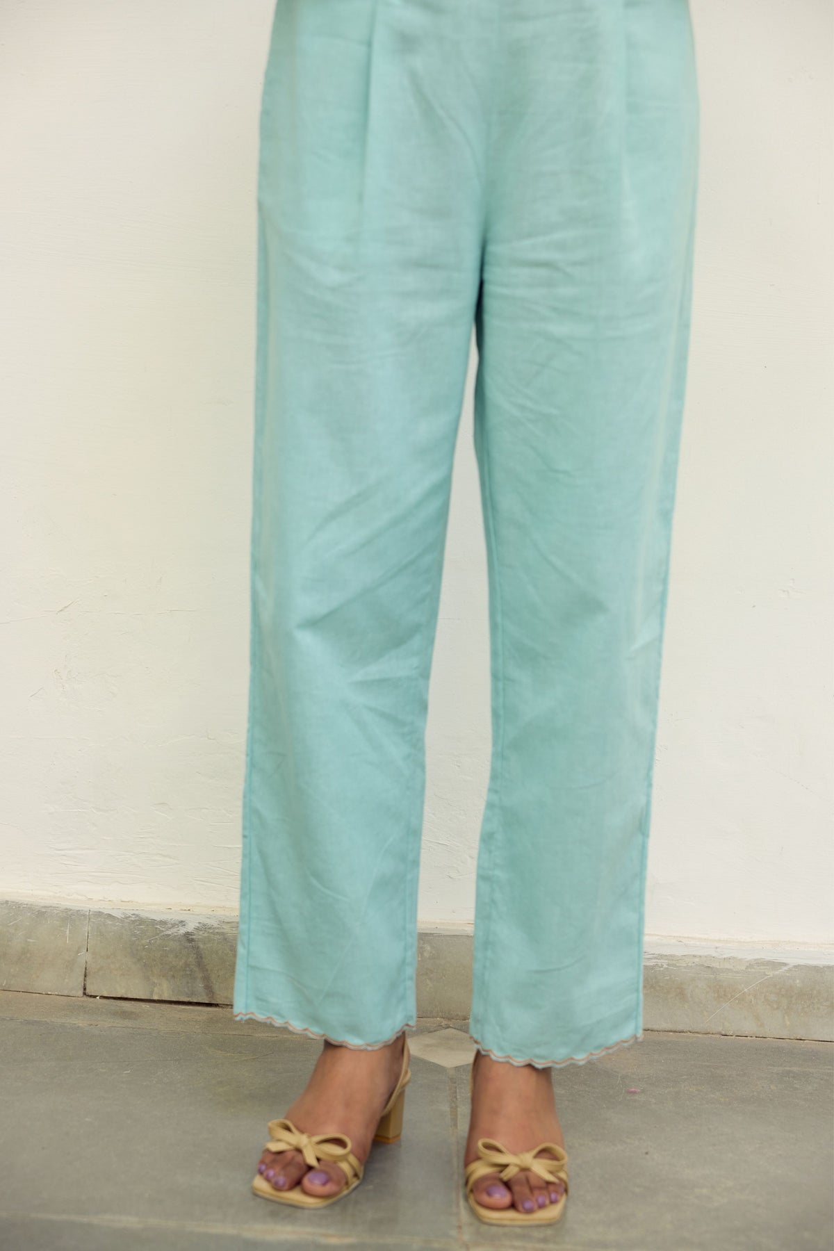 Turquoise Cotton Trousers