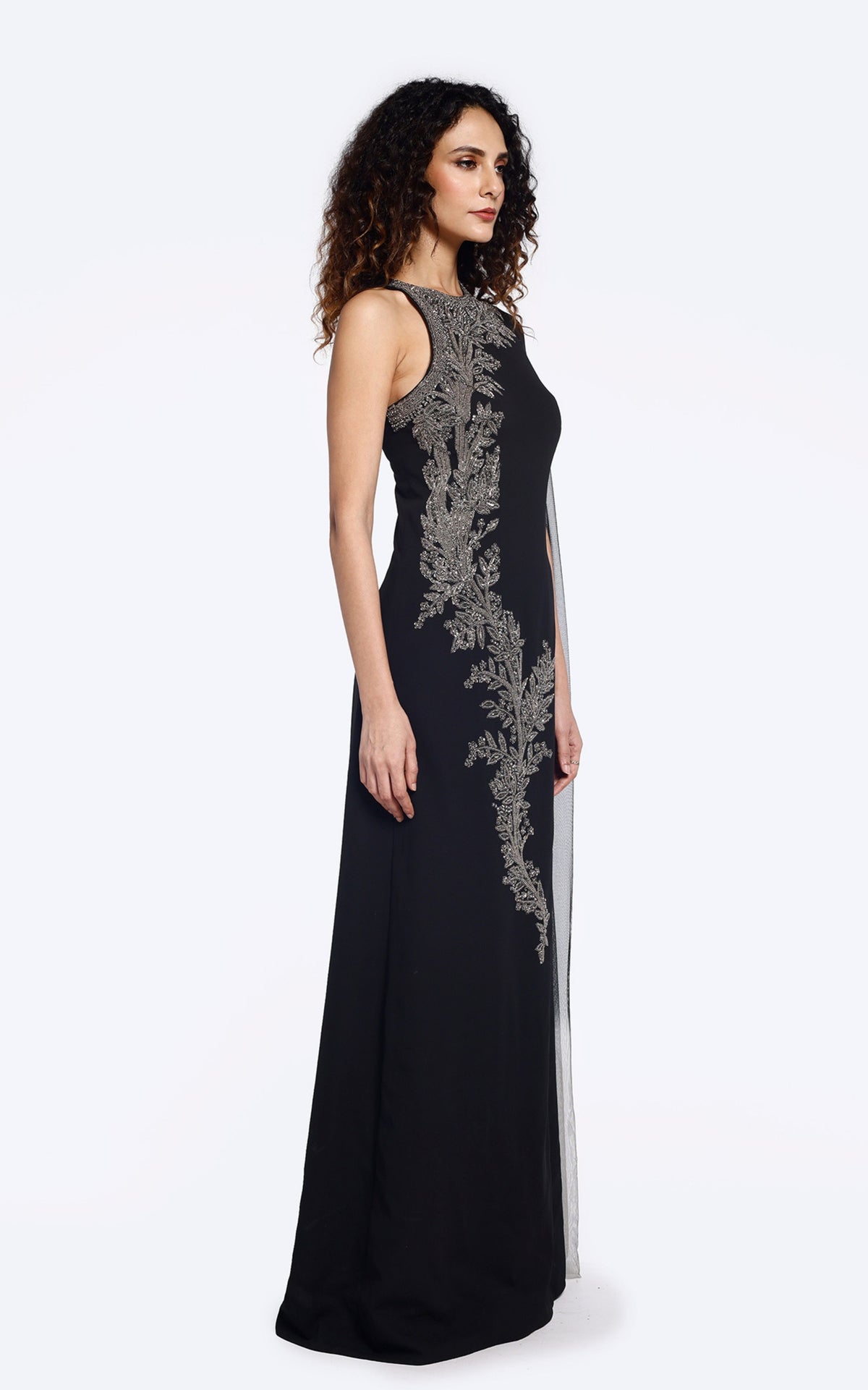 Mono-cape sleeve sheath Gown