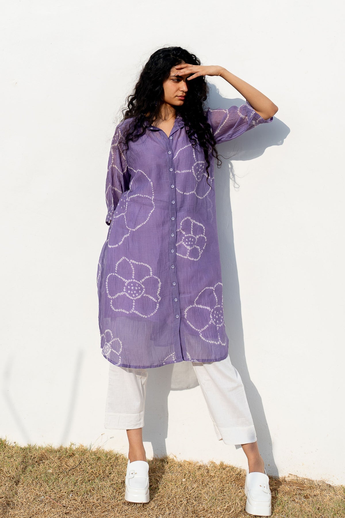 Periwinkle Bandhej Tunic Set