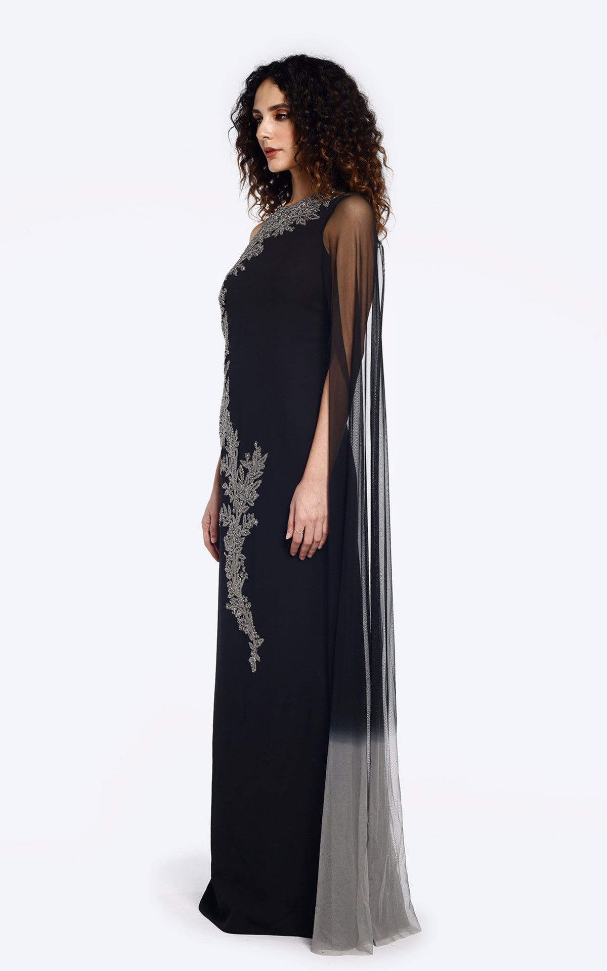 Mono-cape sleeve sheath Gown