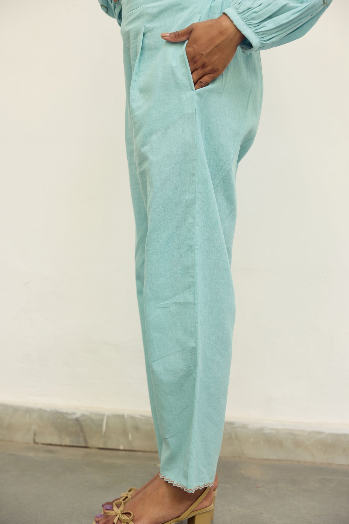 Turquoise Cotton Trousers