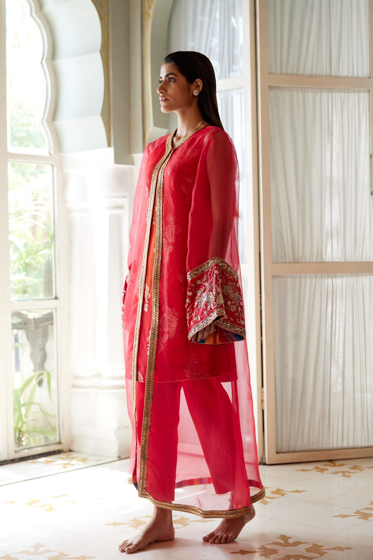 Qaynat Red Kurta Set