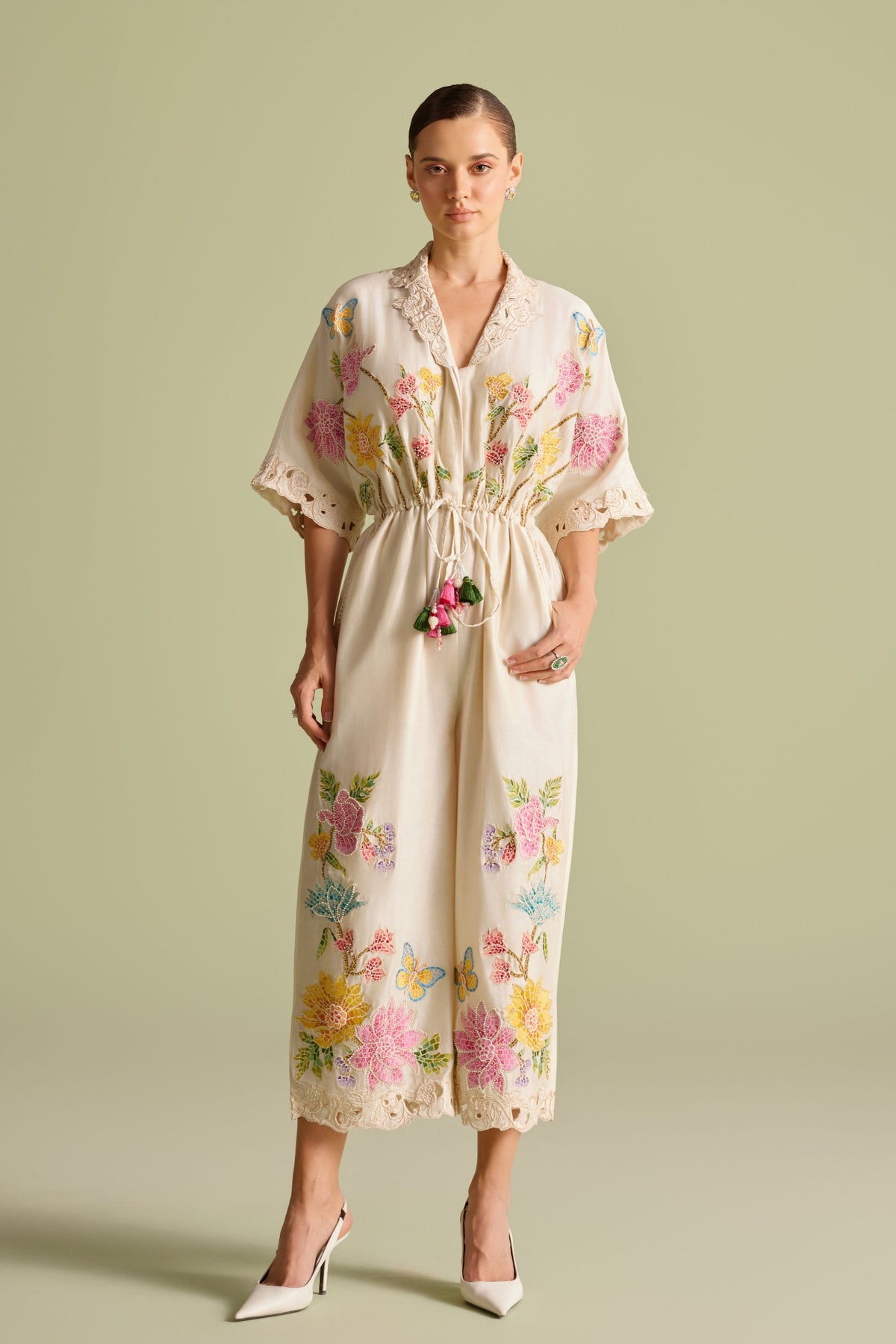 Ivory Mosaic Floral Jumpsuit