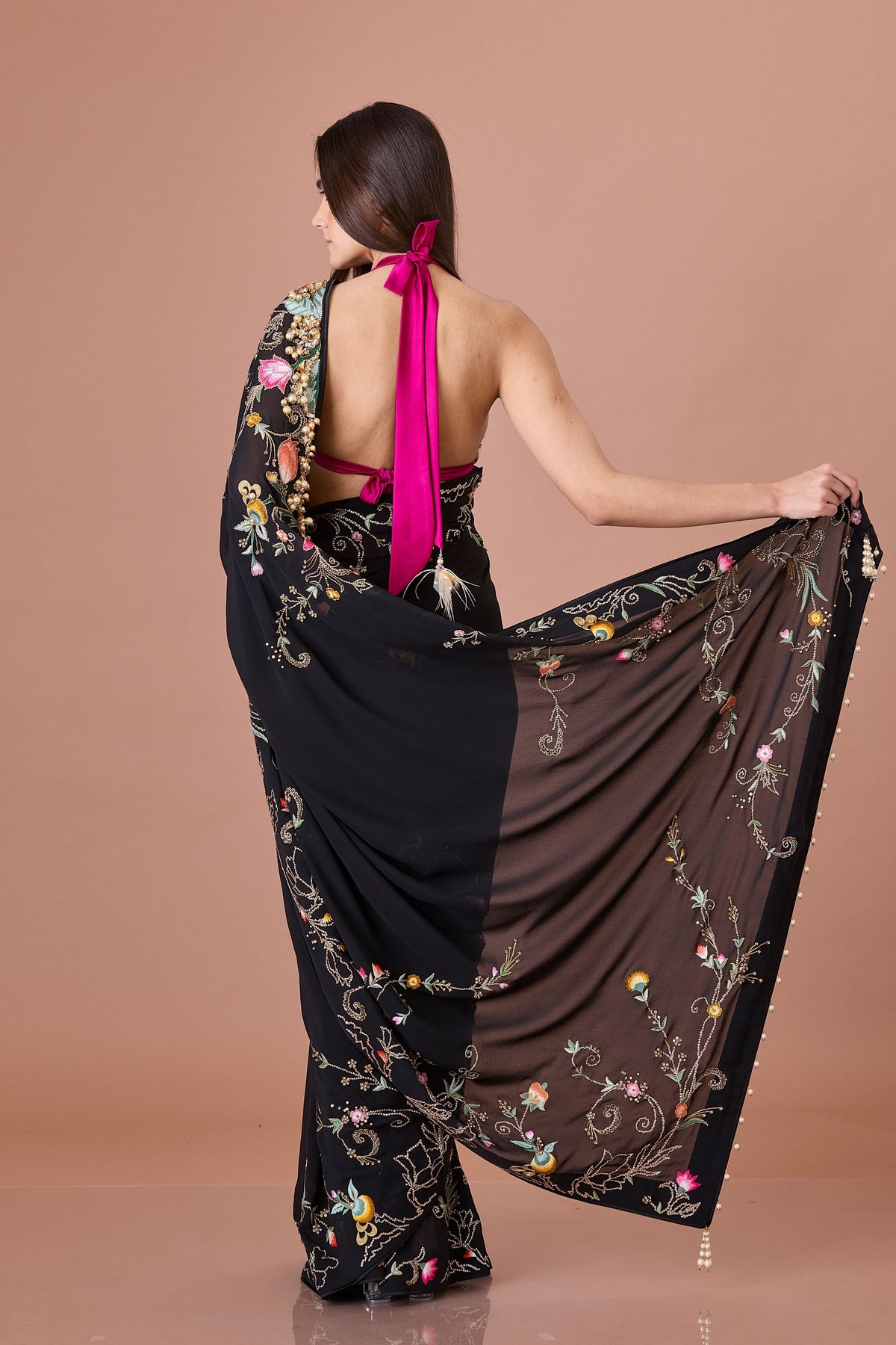 Black Thread Work Saree