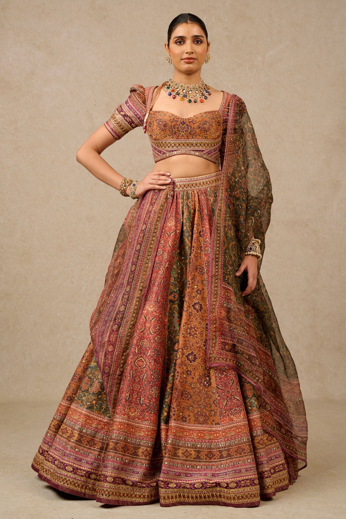 Multicolour Printed Chanderi Lehenga