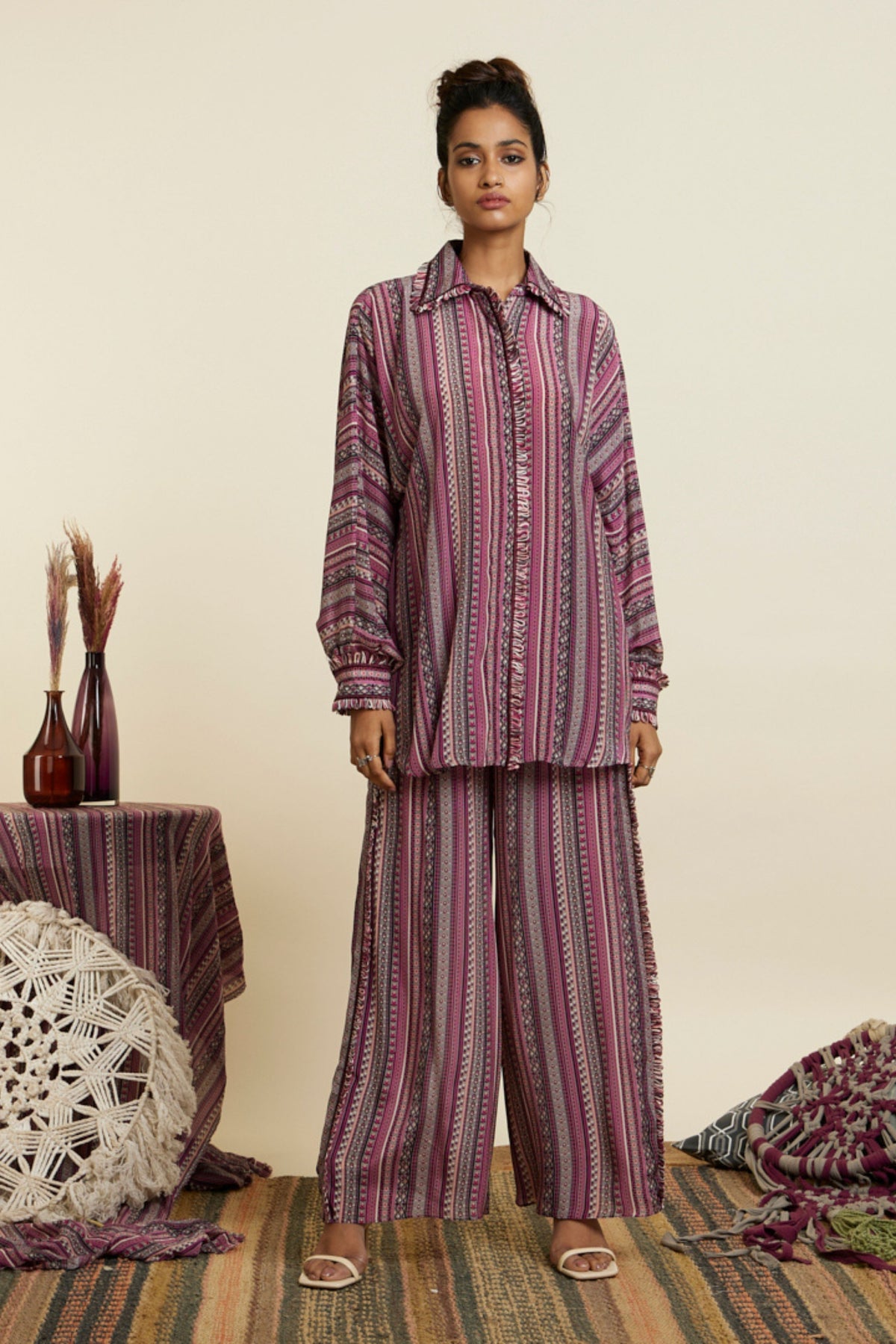 Merlot Boho Stripe Oversized Co-ord Set