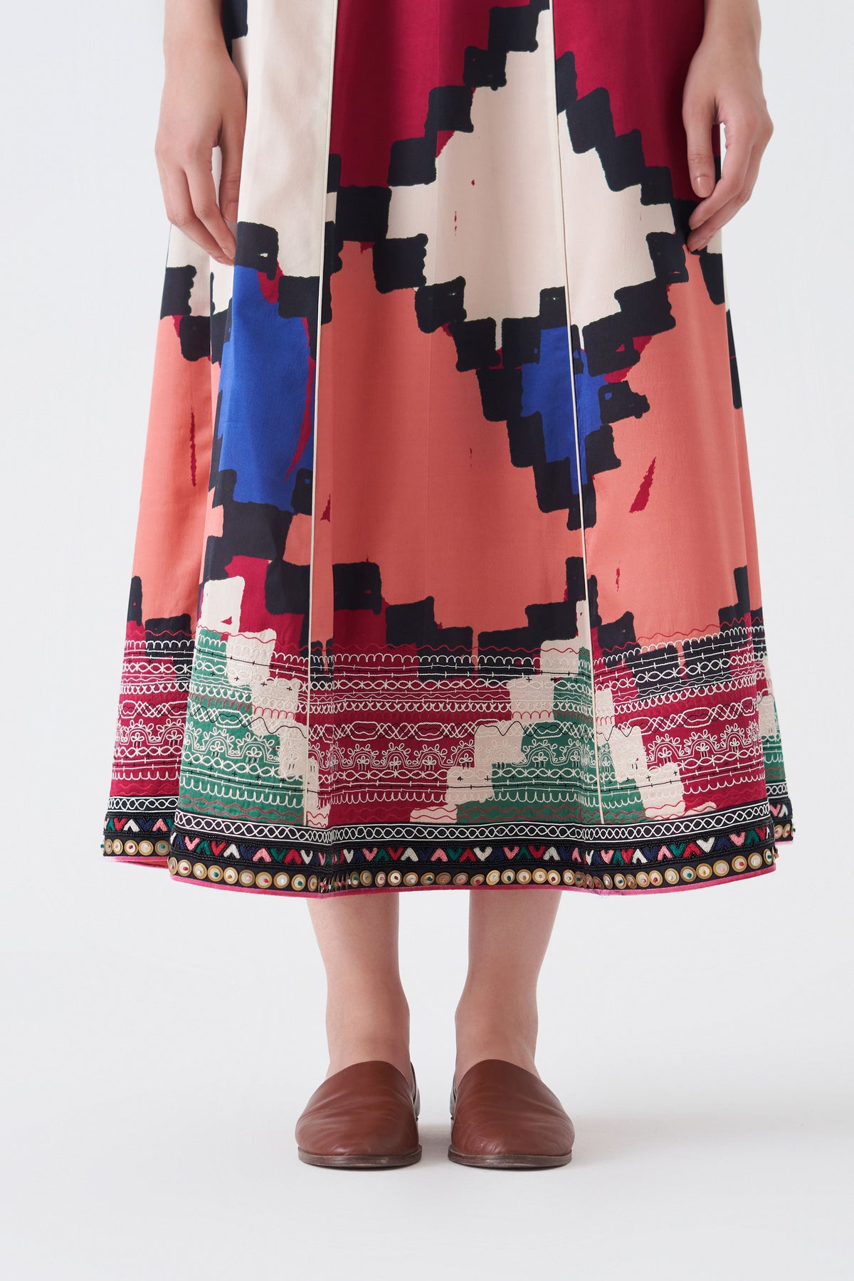 Print and Embroidered Toluca Skirt