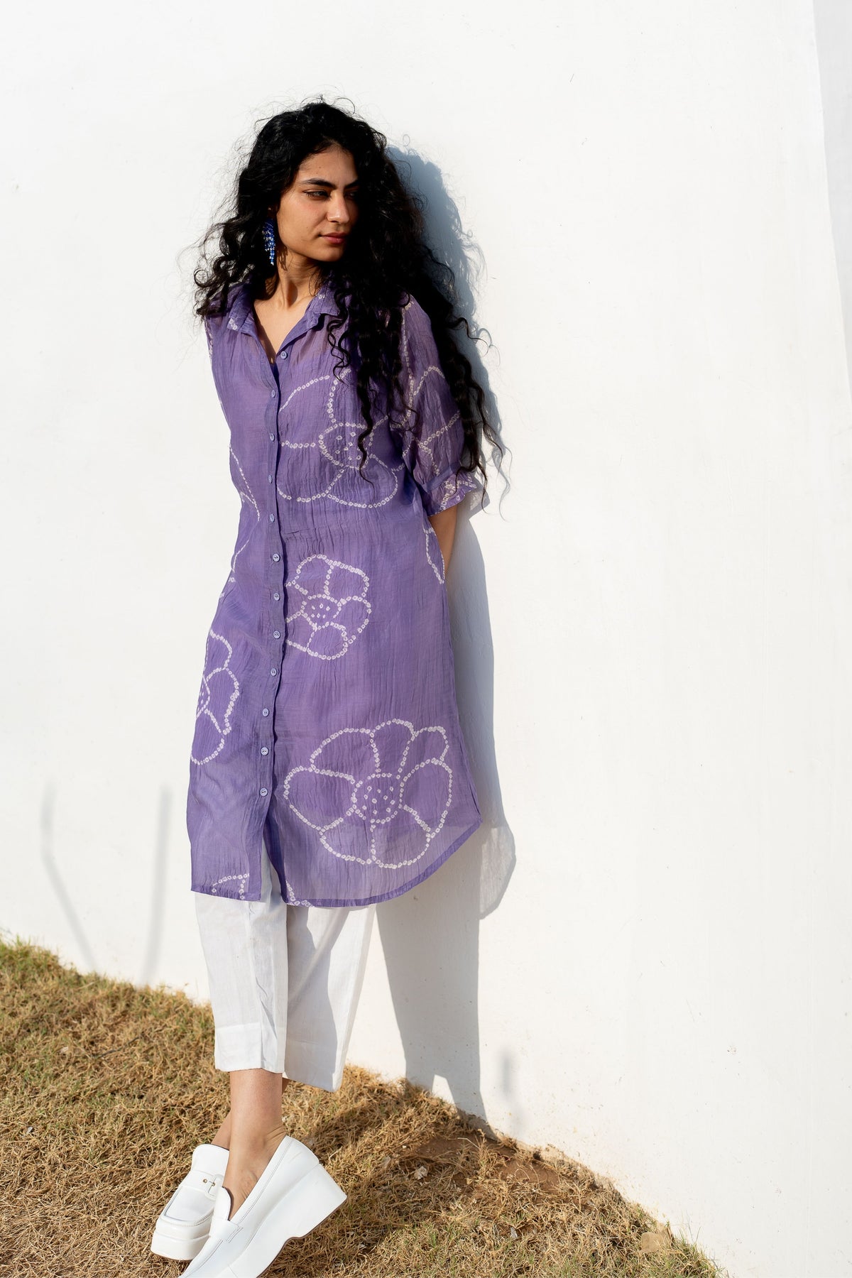 Periwinkle Bandhej Tunic Set