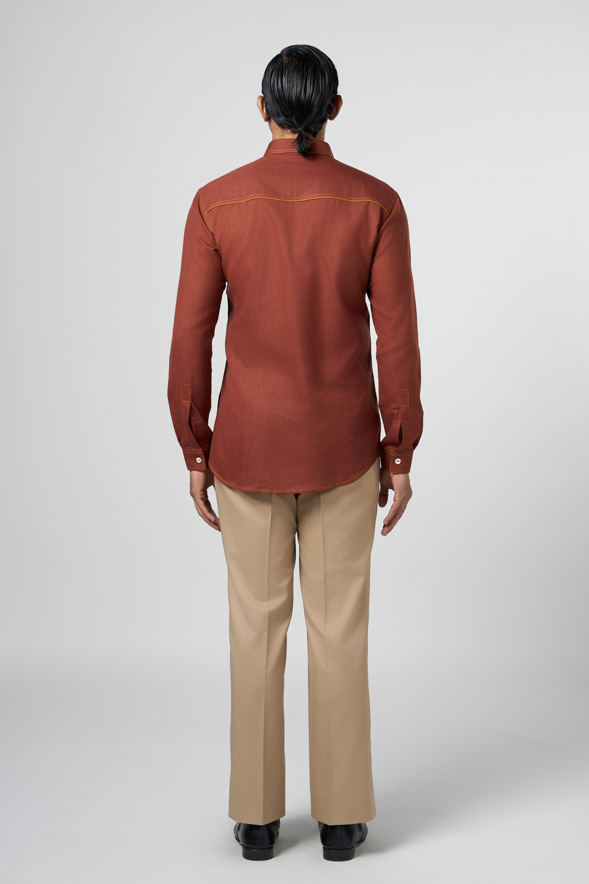 Rust Contrast Stitch Shirt