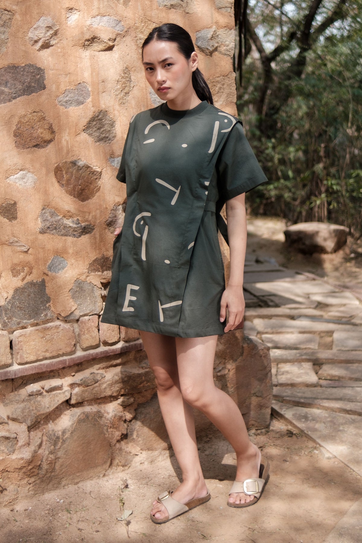 Deep Green Line Rory Rib Dress