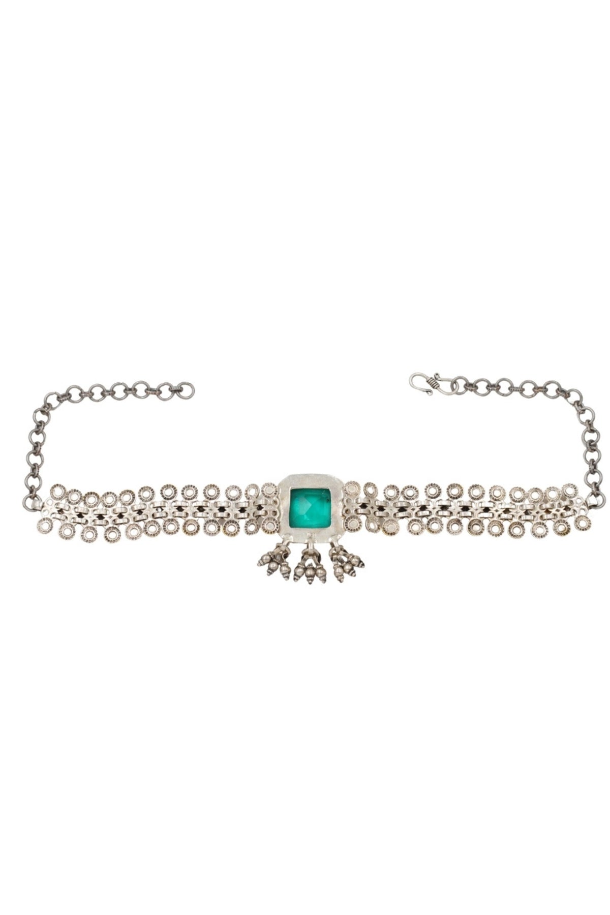 Majestic Emerald Silver Necklace Set