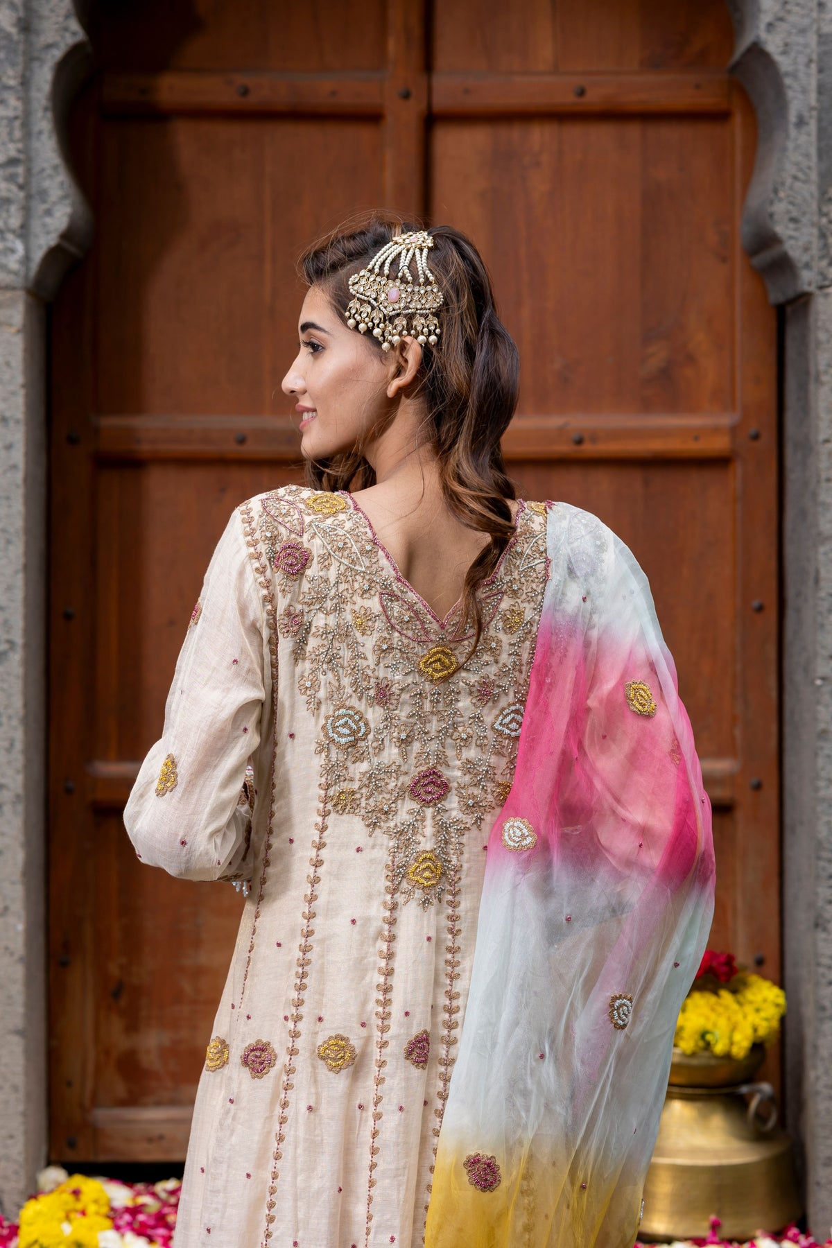 Beige Anarkali Set