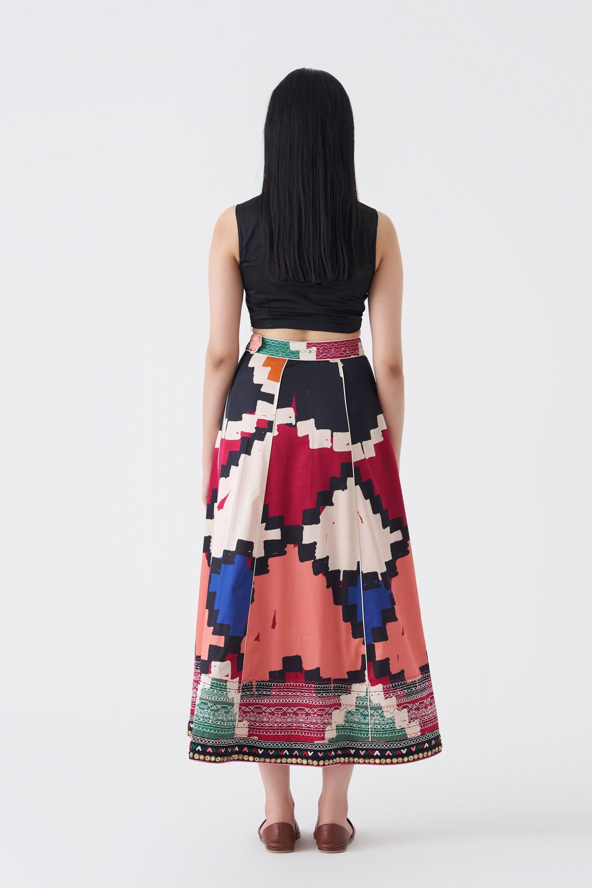 Print and Embroidered Toluca Skirt