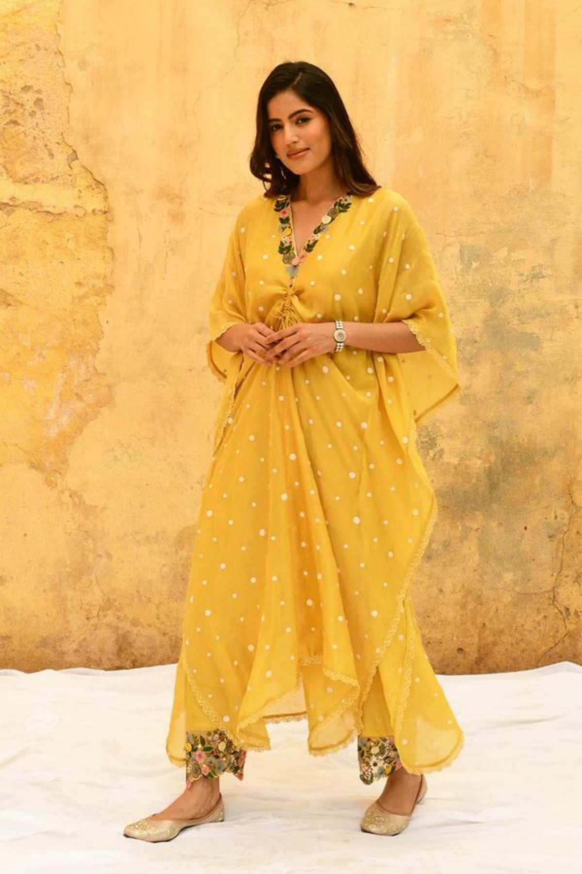 Yellow Orchid Heavy Kaftan Set