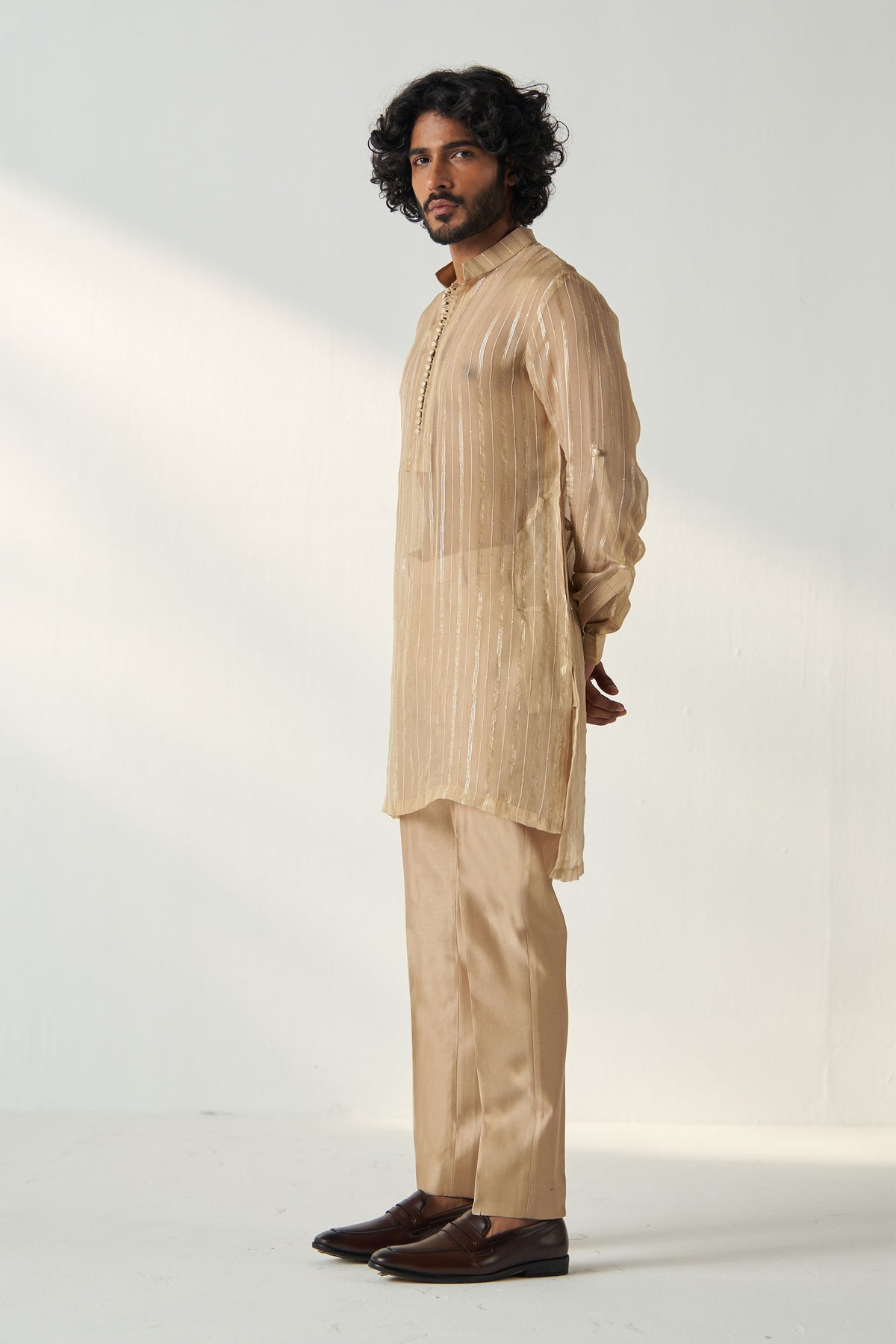 Omkar Gold Beige Kurta Set