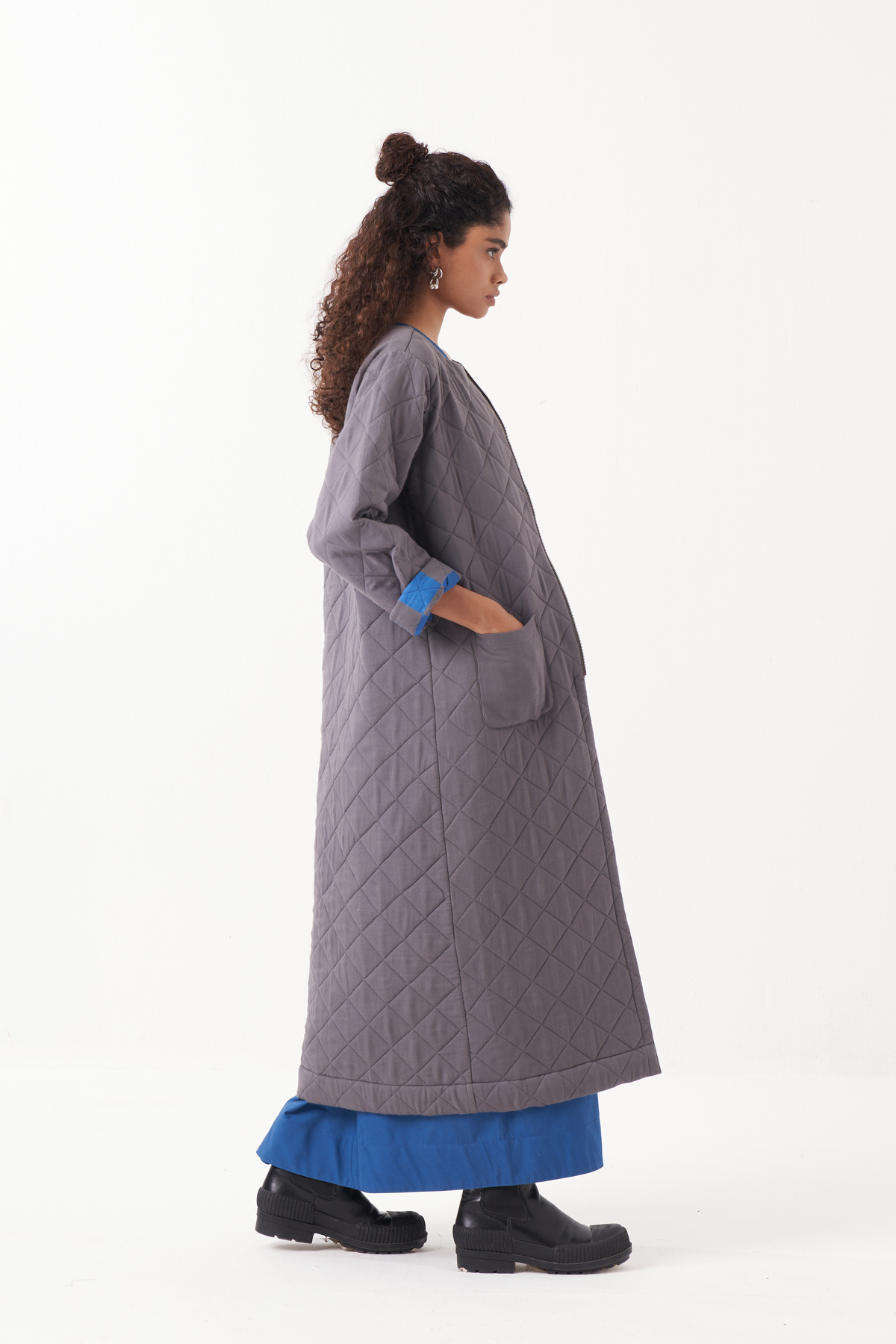 Long Quilted Jacket With Dress