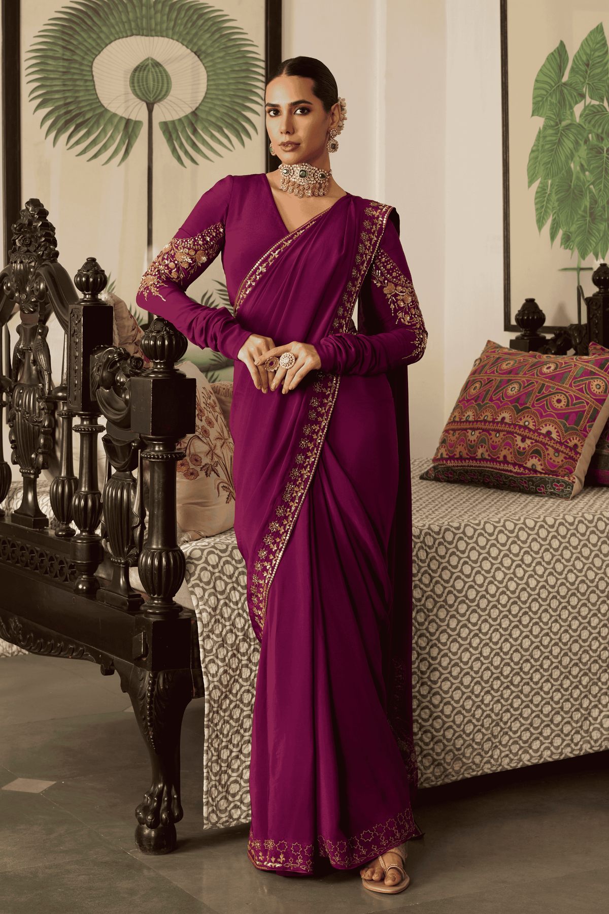 Purple Saree Set