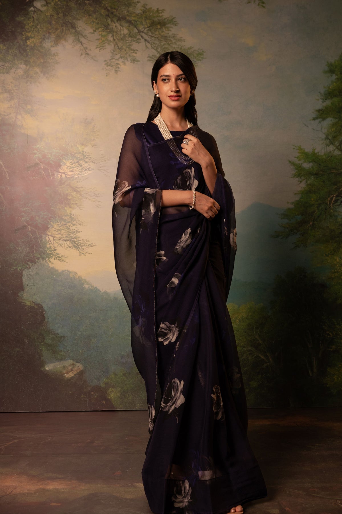 Regime Printed French Chiffon Saree