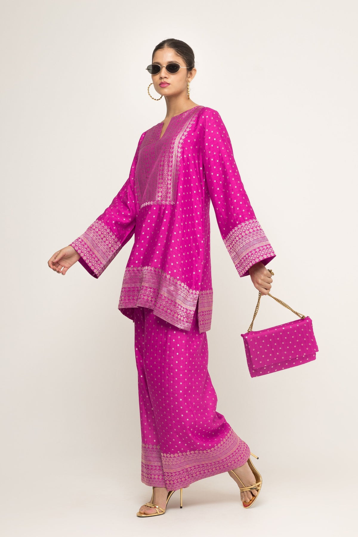 Sitara Dotted Pink Tunic Set