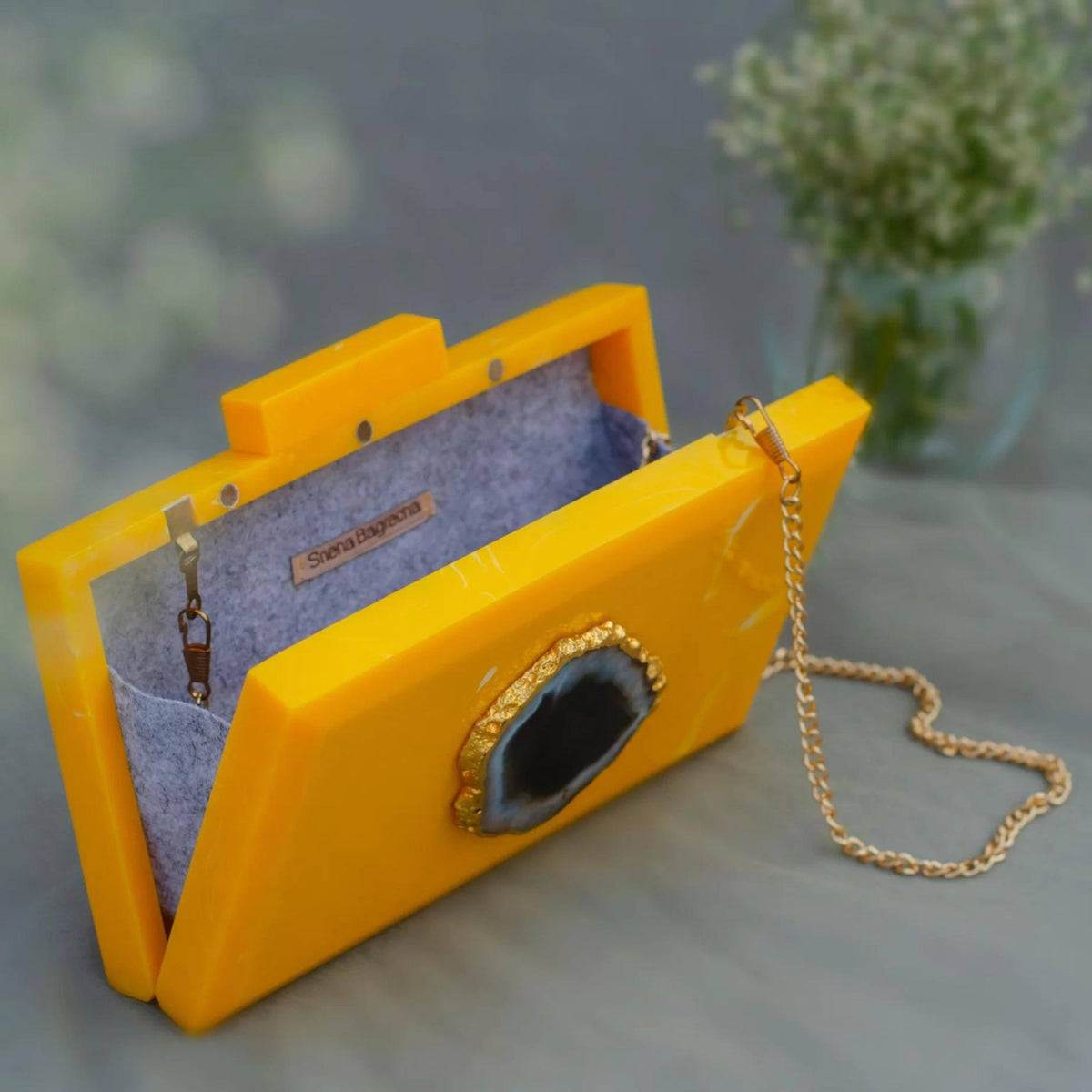 The  Yellow Baroque Rectangular Clutch