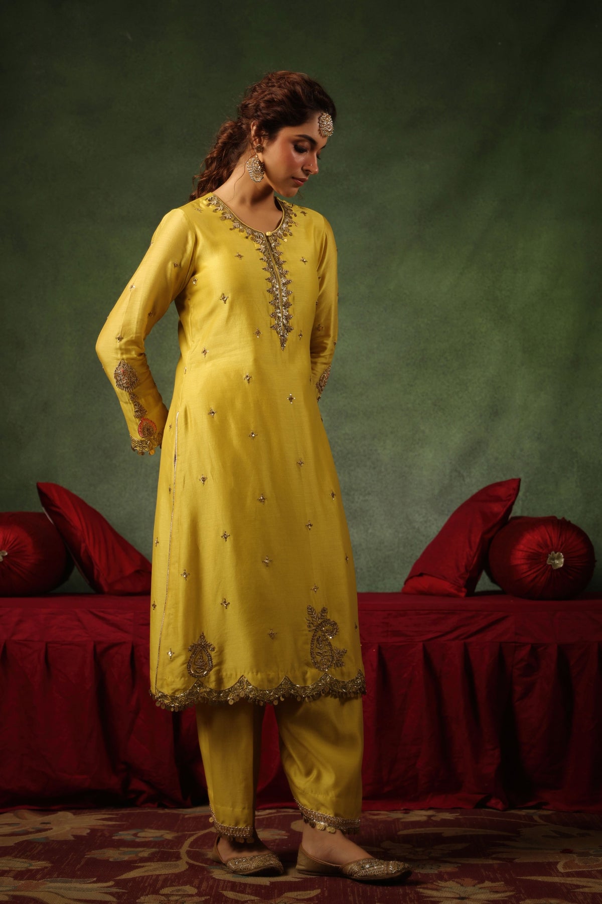 Yellow Ambi Buta Kurta Set