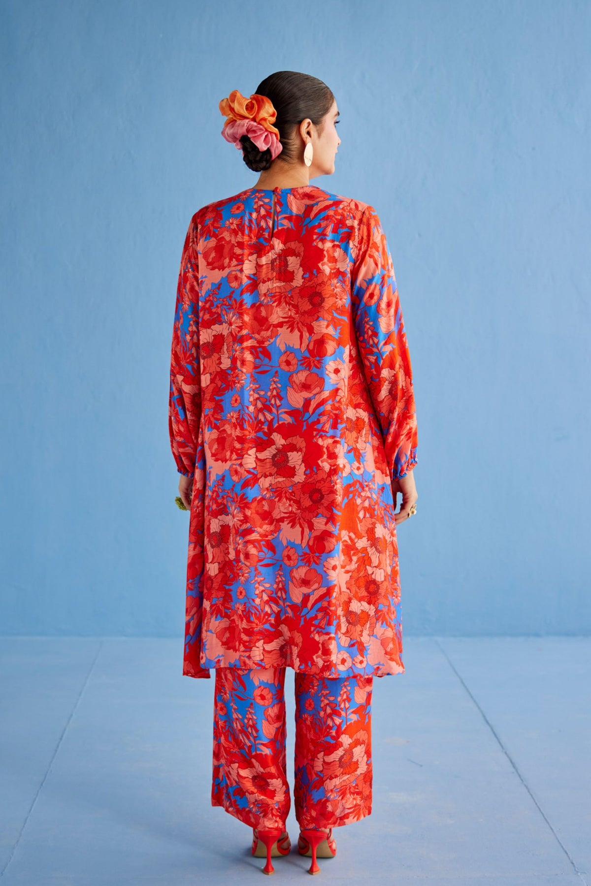 Printed Gathers Kurta Set