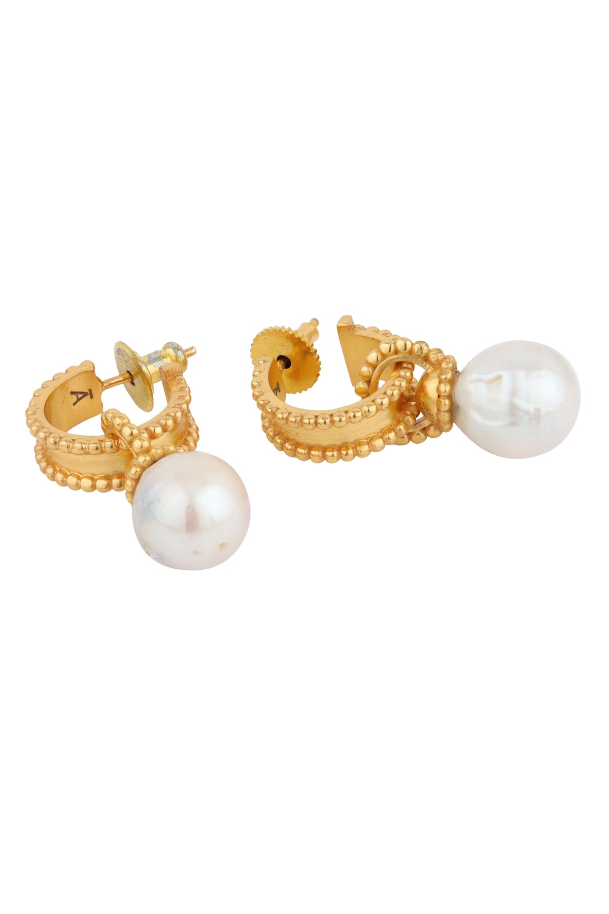 White Oyster Baroque Hoops Earrring