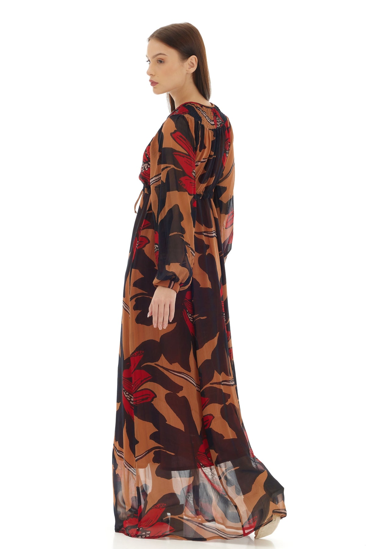 Orange and Brown Kaftan Dress