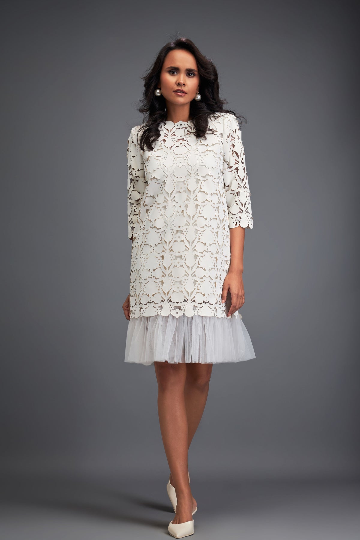 White Velvet Shift Dress