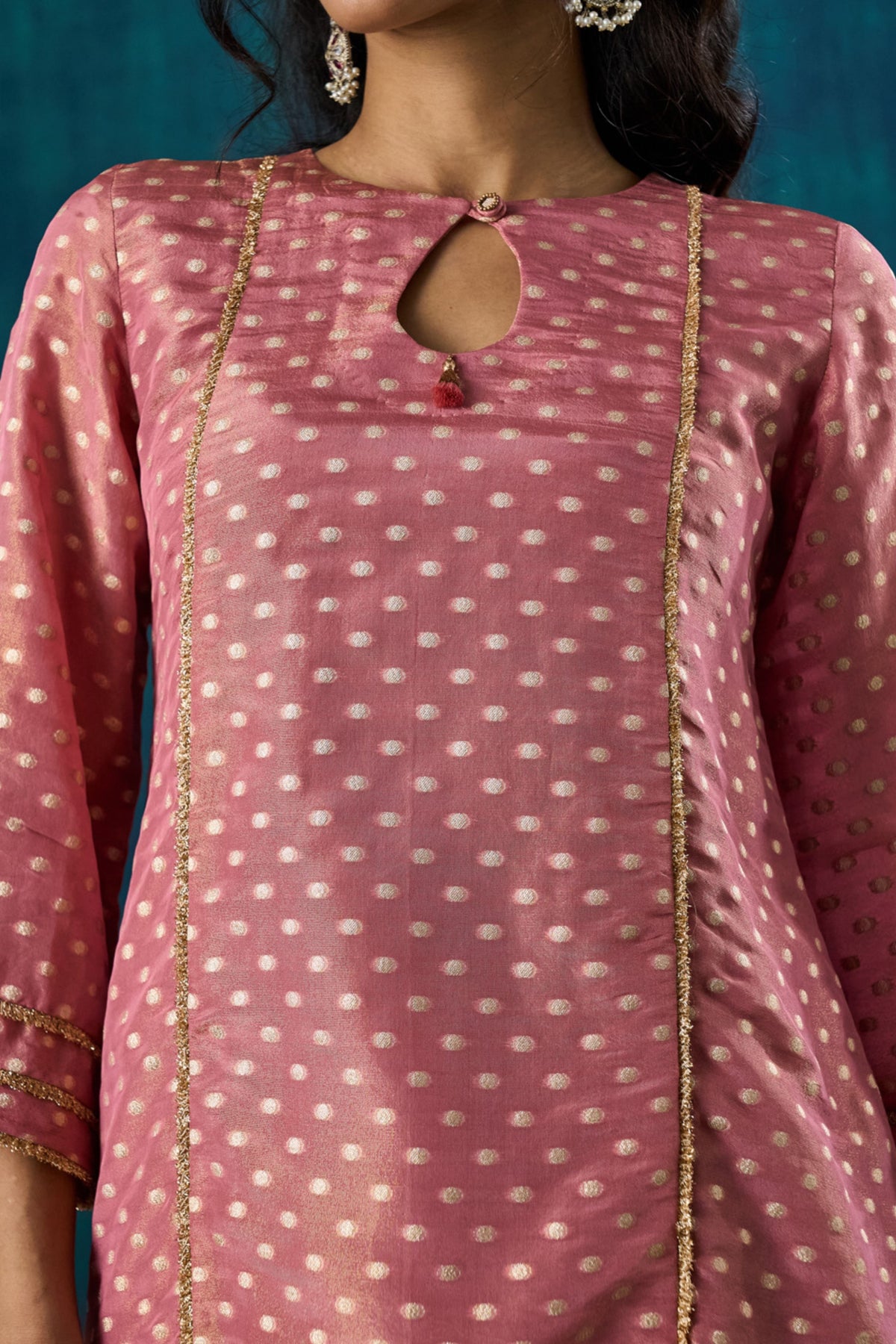 Pink Zari Booti Kurta Sets