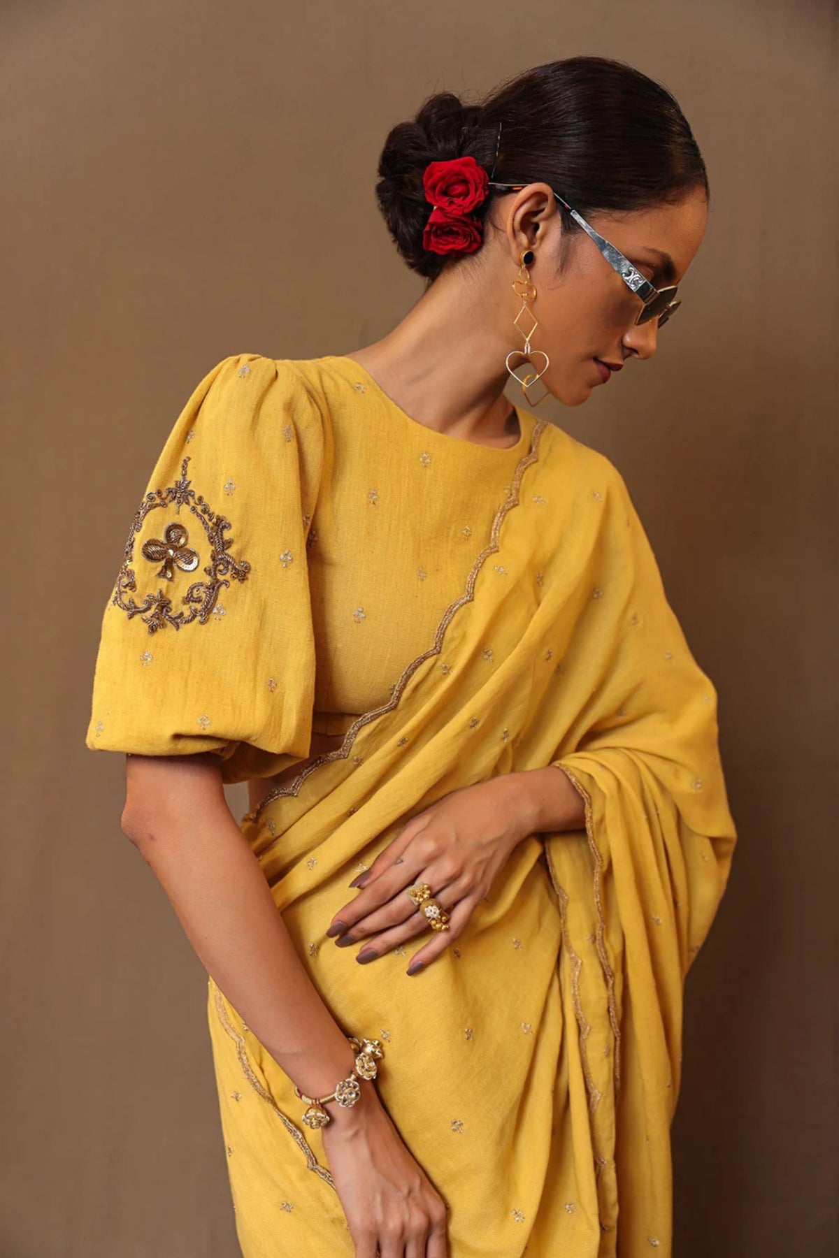 Mustard Saree Set