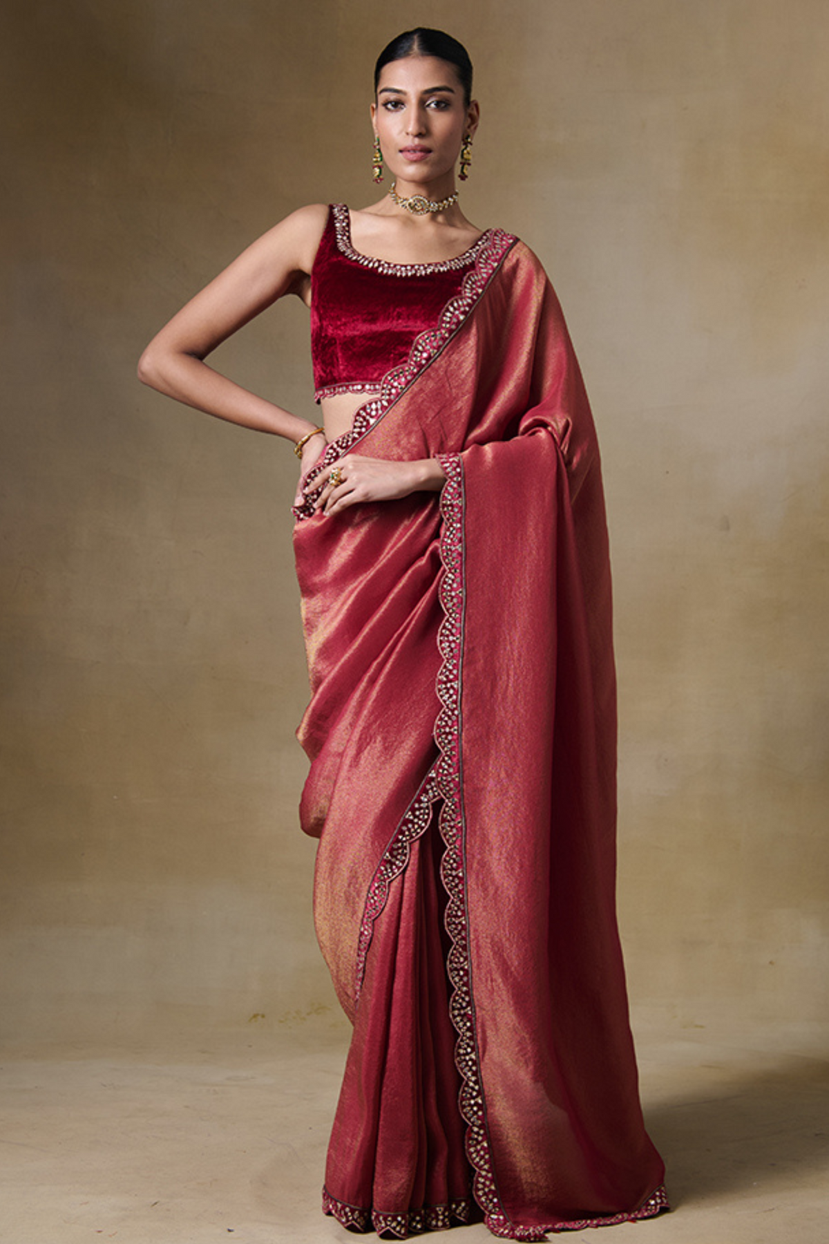 Alam Saree in Maroon