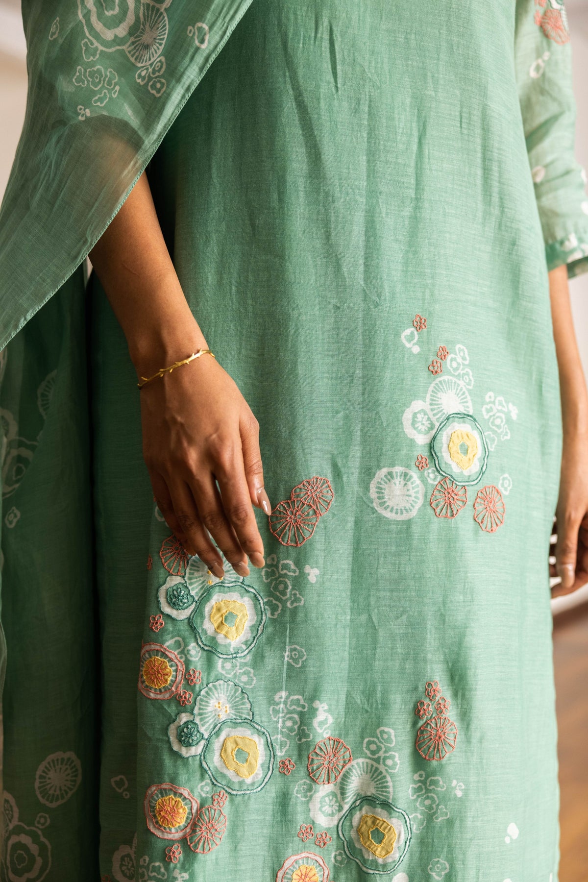 Mint Floral Kurta Set