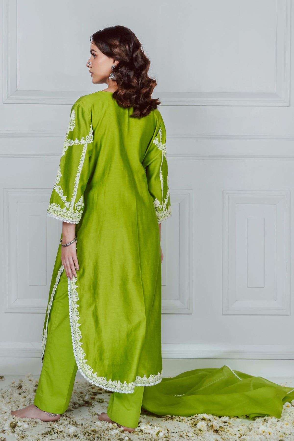 Chanderi Green Kurta Set