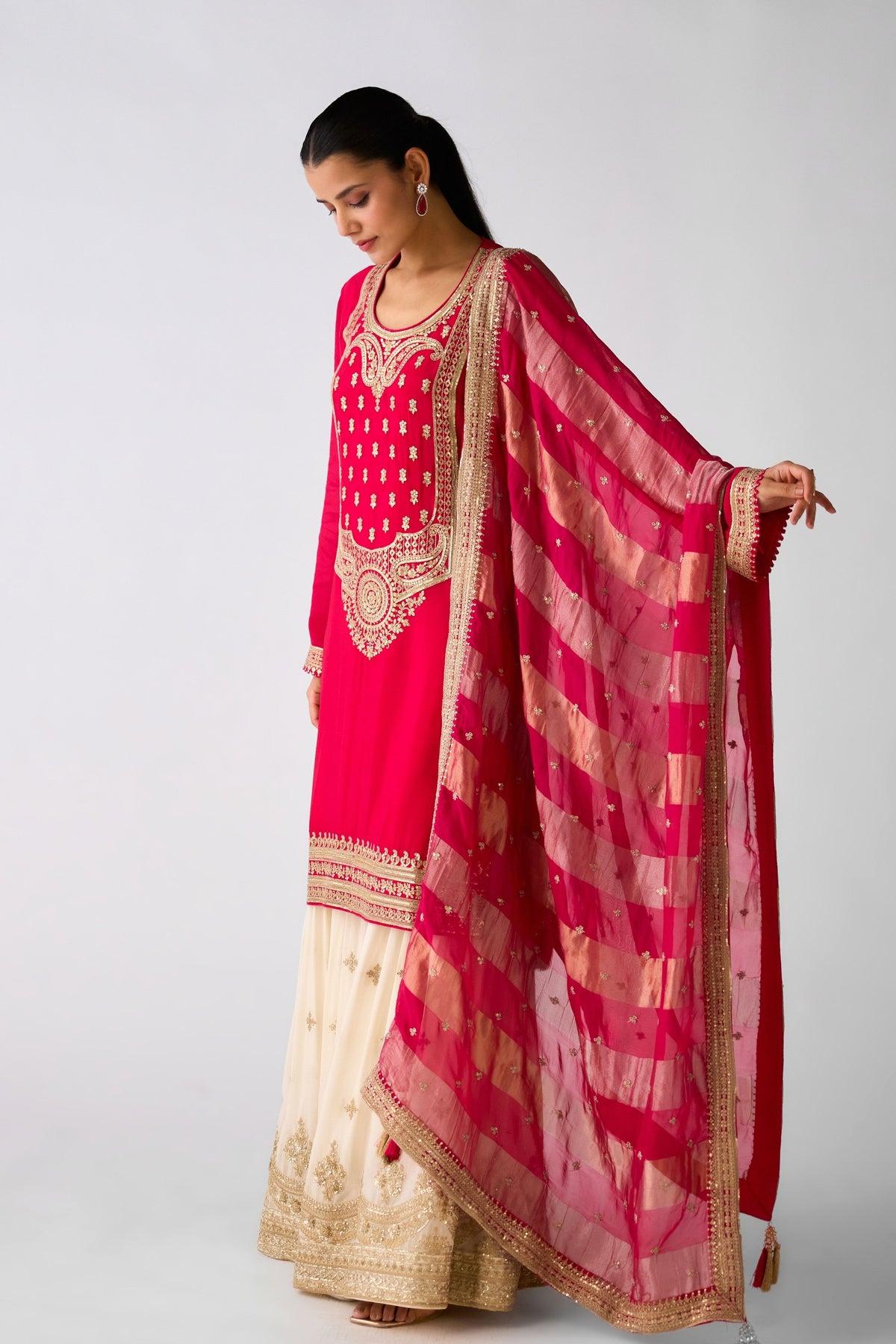 Pink Zari Work Sharara Set