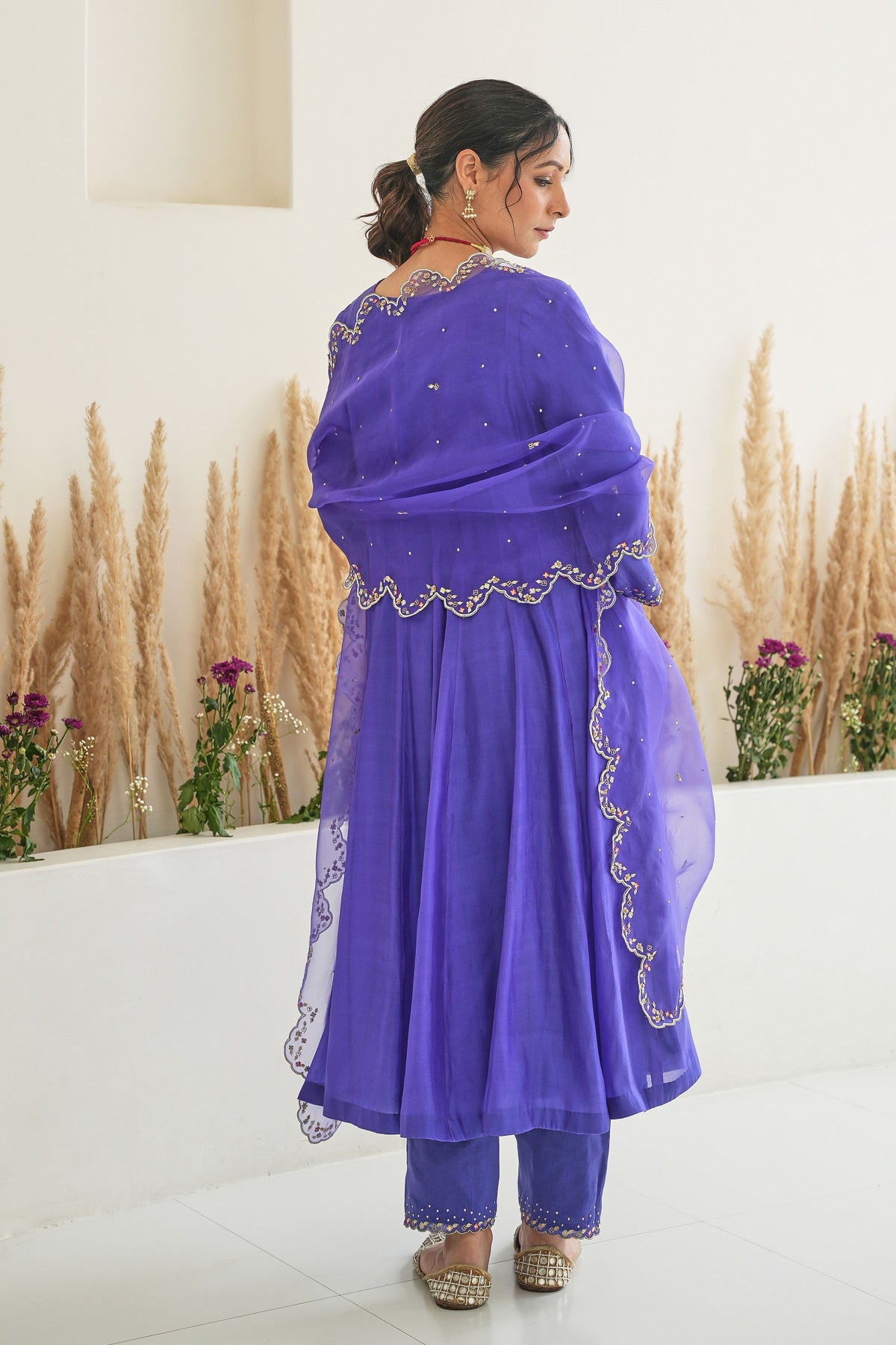 Feeha Anarkali Set in Purple With Dupatta