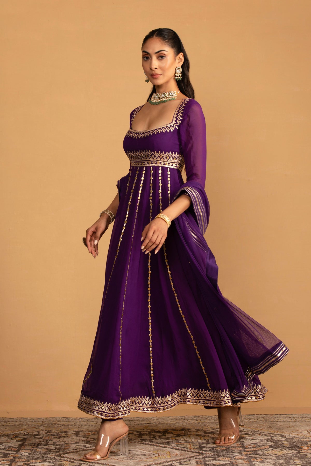 Purple Anarkali Set