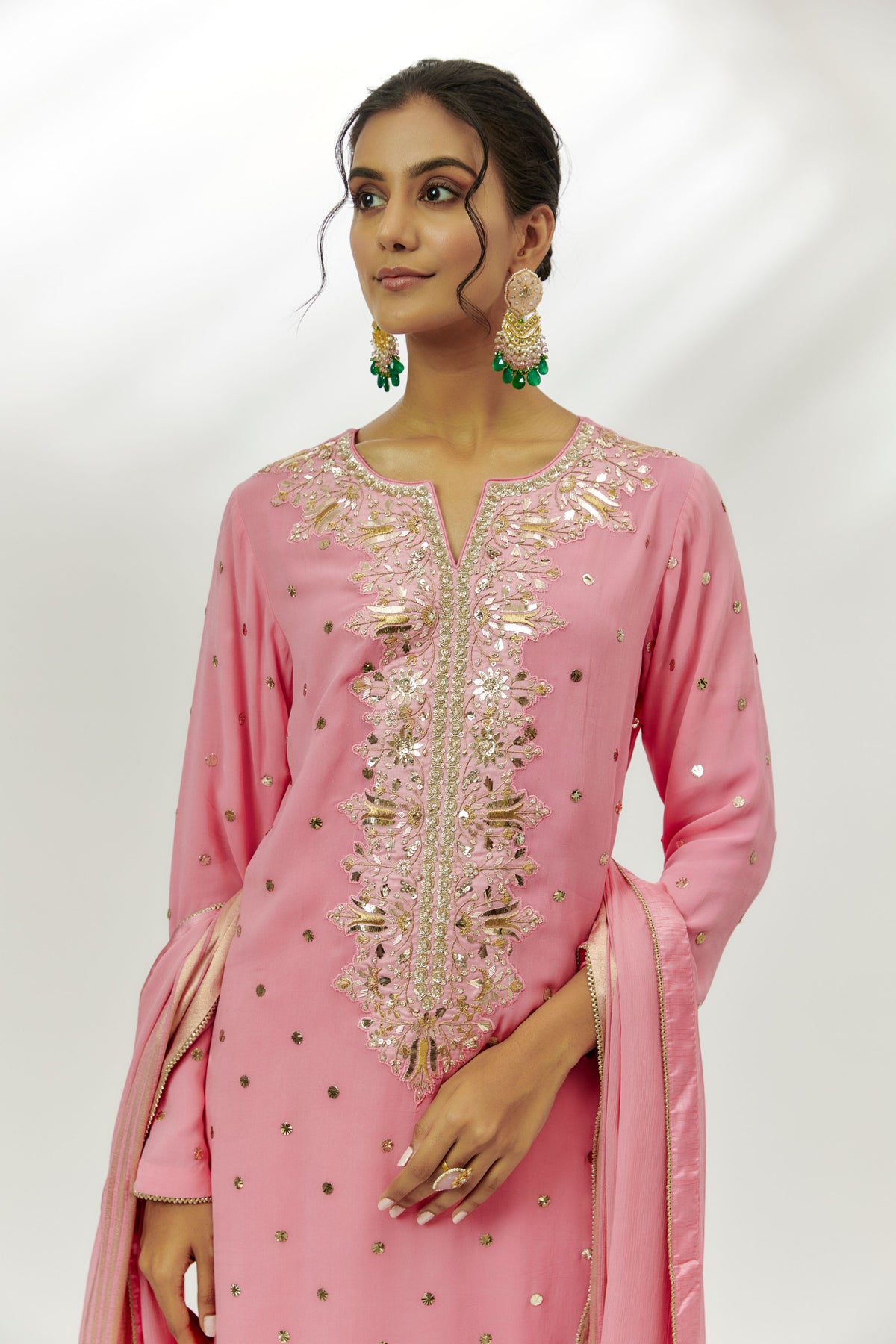 Pastel Pink Georgette Kurta Set