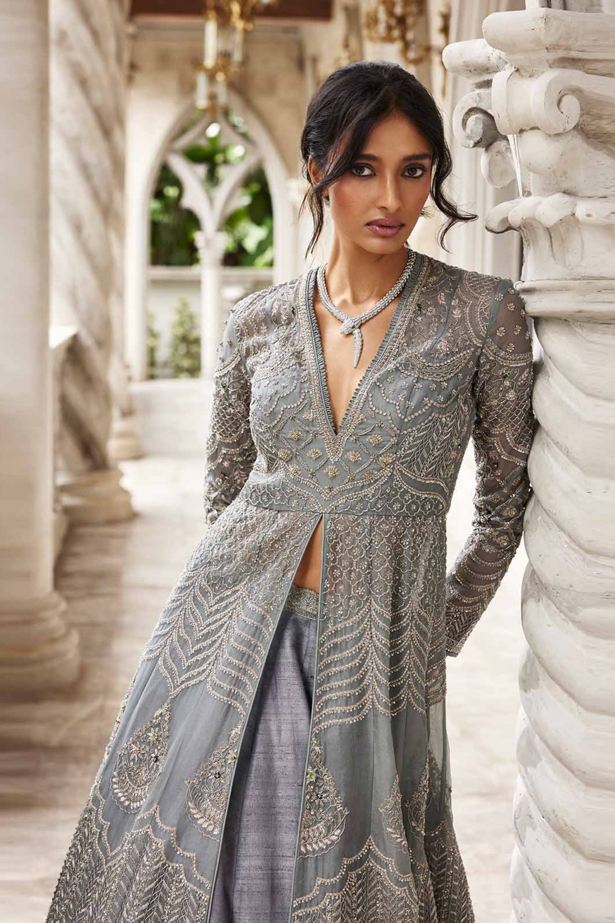 Teal Blue Anarkali Lehenga