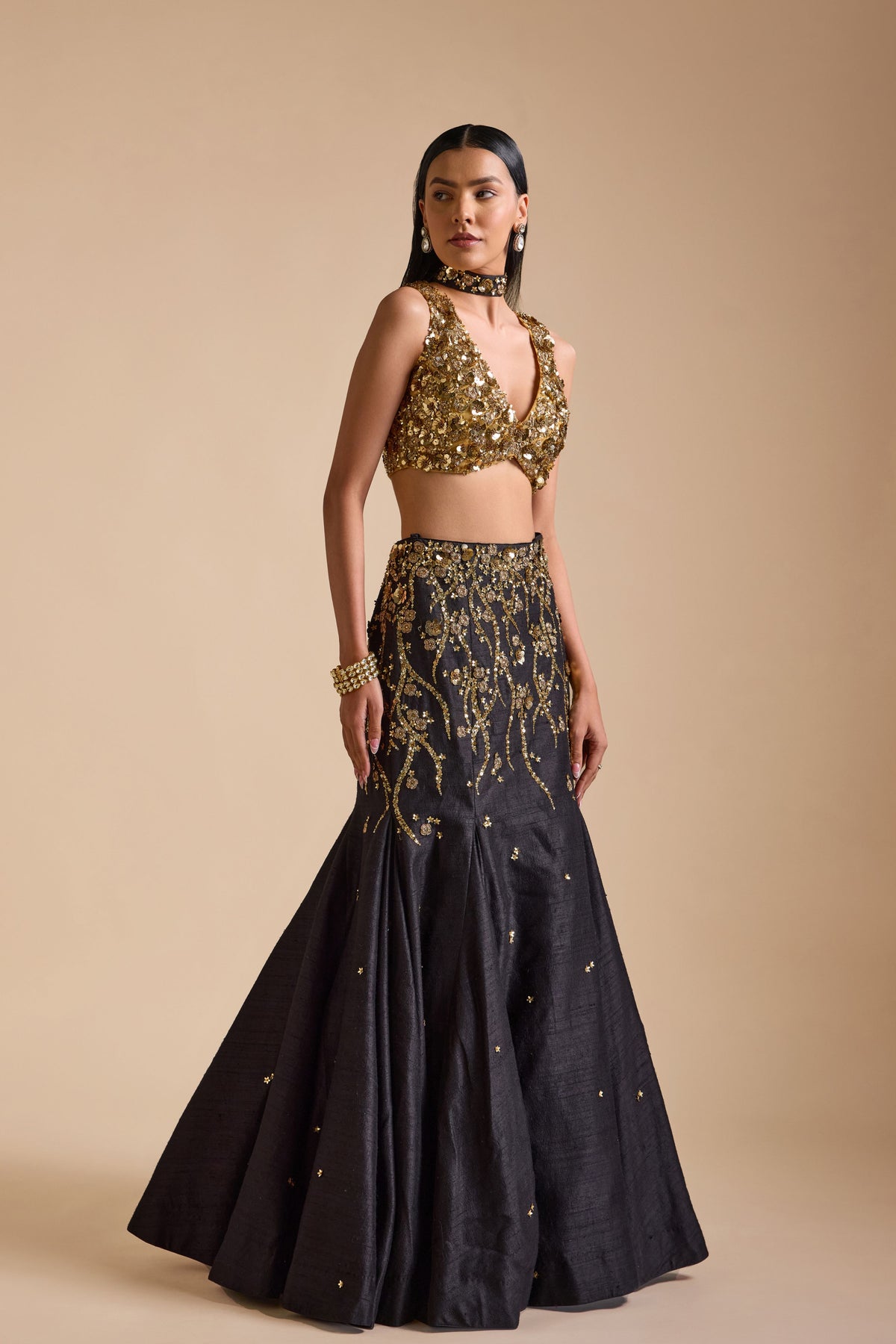 Black Mermaid Style Lehenga Set