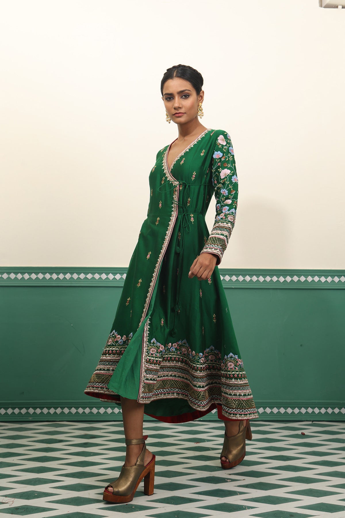 Green Angrakha Anarkali