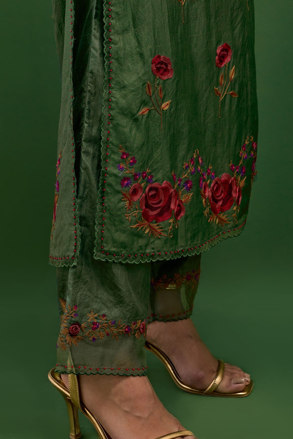 Brunswick Green Embroidery Kurta Set